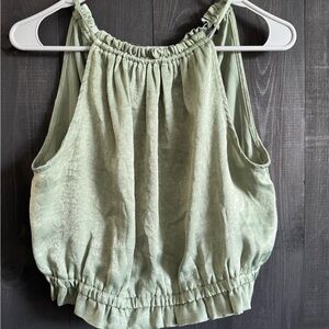 HYFVE Green Ruched Sleeveless Tank Top